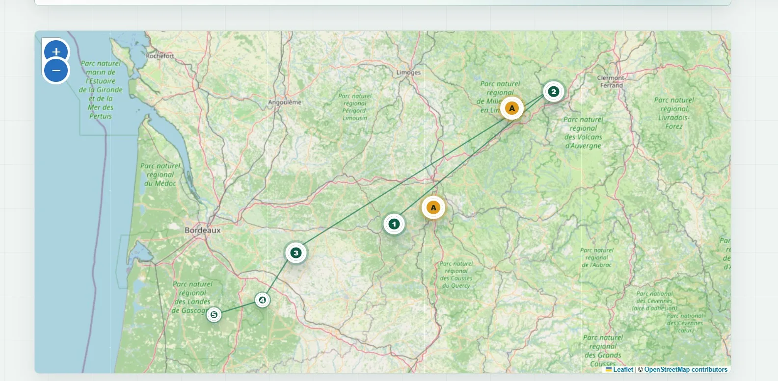 Voyage RoadCache sur carte